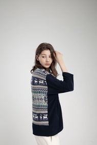 QueenCows : เสื้อให้นม Darin cotton Top (Navy)