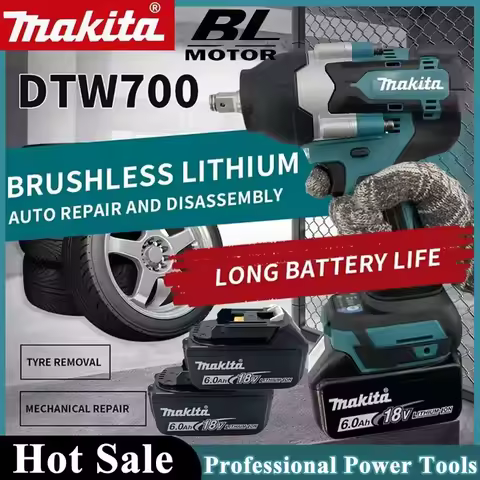 Makita DTW700 Cordless Impact Wrench 1000N.M Brushless Electric Wrench Screwdriver Large Torque Auto