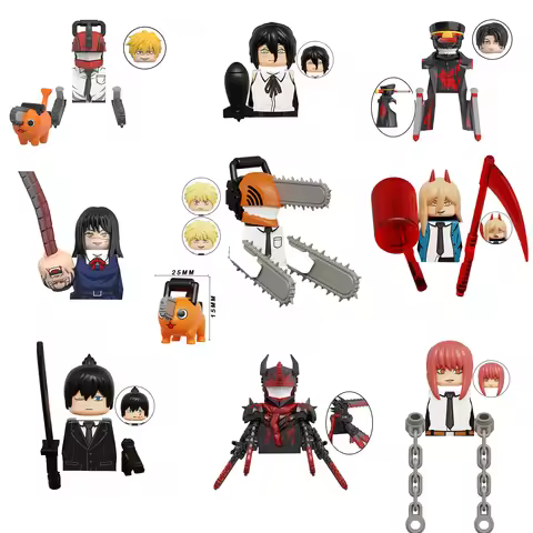 Japan Anime Chainsaw Man Denji Pochita Aki Katana Himeno Reze Kishibe Figures Building Blocks Bricks