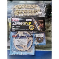 💯 ORIGINAL RK RK-M YAMAHA LAGENDA 115 / SRL115/ 115FI SPROCKET CHAIN SET RK GS O-RING CHAIN GOLD