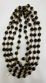 Satvik Gold Plated Black Beads Mala 108 Beads For Neck Wearing Prayer Rosary Japmala