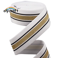 1set 4.7 Yards Flat Polyester Striped Elastic Wide Band White 40mm about 4.70 Yards(4.3m)/set