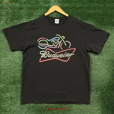 Budweiser Beer LED Motorcycle Sign T Shirt Size Medium vintage Washed designer clothes Stylish Breat