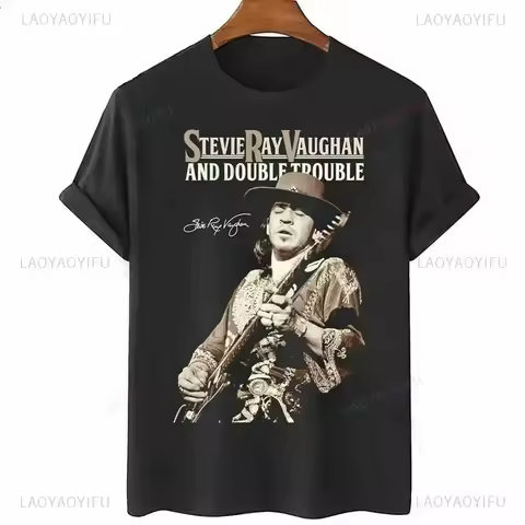 Man Woman Tee Stevie Ray Vaughan Guitar Blues Rock Legend SRV Unisex O-neck Fashion Graphic T Shirts