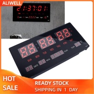 Aliwell LED Digital Wall Clock  Plastic Hourly Chime Function US Plug 110-220V for Home