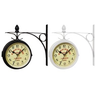 Double Sided Wall Clock Hanging Double Sided Clock European Antique Style Creative Classic Wall Hanging Clocks/Outdoor/Living Room/Bedroom/Study Wall Decoration enjoyment