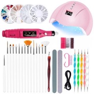 nail uv led lamp brush drill file dotting pen accessories set 美甲光療燈打磨機點鑽筆刷打磨挫飾品套餐
