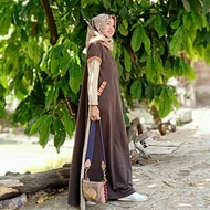 Gamis Lurik Deriana Project Terbaru Mewah Melcia Dress Brown