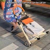 Aunt Budding Grocery Shopping Can Sit Small Trolley Case Portable storage box Small Pull Cart Travel
