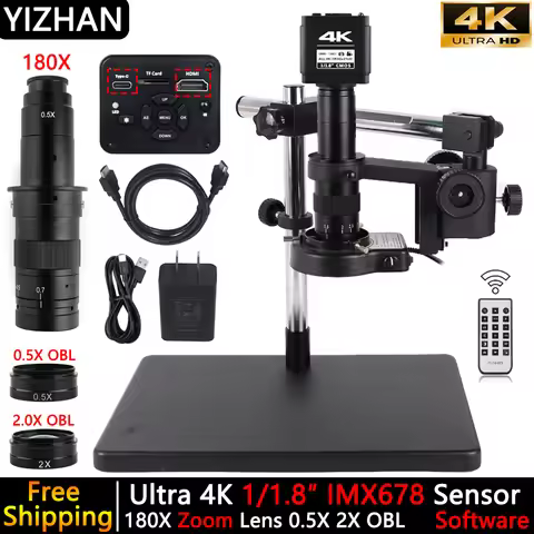 4K Digital Microscope For Electronics Repair 180X 360X Zoom Lens imx678 Industrial Microscope For PC