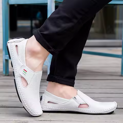 Mens moccasins Plus size 47 48 white leather sneakers male elegant style summer shoes man dress form