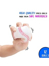 12入組小型運動球作為聚會玩具,壓力釋放棒球泡棉以減輕焦慮和放鬆