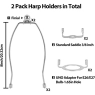 8 Inch Harp 2 Set, Detachable Shade Holder for Table and Floor Lamps With Finial, 3/8 Standard Saddl