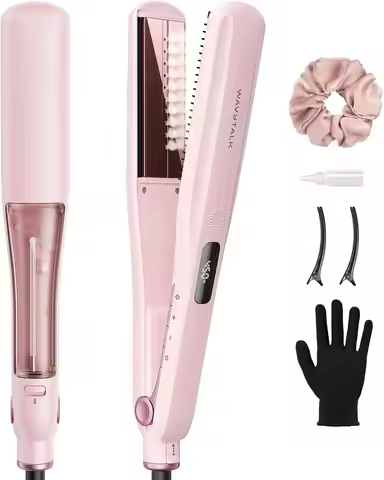 Steam Hair Straightener, Reduces Damage, Nourishes Hair, One-Pass Straightening, 1.38'' Nano Titaniu