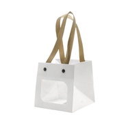 Smile square window gift bag small white paper bag