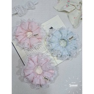 (Crafts) Scrunchies - 14cm 4-Layer Hair Ties in Sweet Pink Muslin, Easy to Use for Many Hair Models