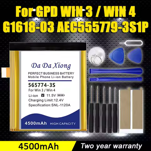 DaDaXiong 4500mAh 565774-3S Battery for GPD WIN 3 4 WIN3 win4 AEC555779-3S1P G1618-03