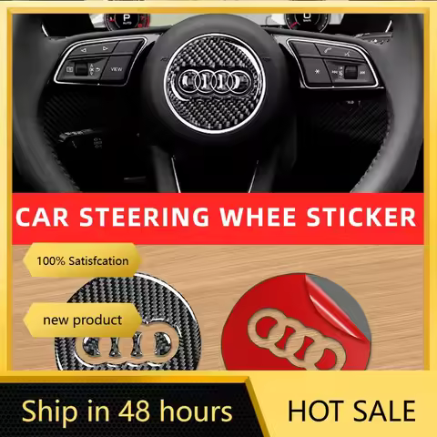 ·Car Steering Wheel Ring Trim Carbon Fiber Sticker Decal Cover Decoration For Audi A4 B8 B9 A3 S3 A4