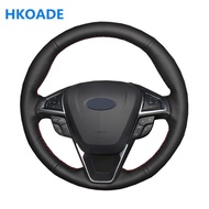 【YF】 Car Steering Wheel Cover For Ford Mondeo Focus 3 2015-2018 braid Black Hand-stitched Artificial Leather