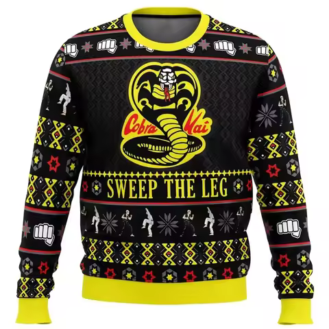 Movie Cobra Kai Sweep The Leg Karate Kid Cosplay Ugly Christmas Sweater Graphic Sweatshirts Harajuku