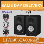 Yamaha HS3 3.5" Powered Studio Monitor Speaker With Speaker Stand And Cable - White / Black - Each /