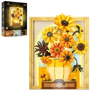 JMBricklayer Flowers Sunflower Building Sets for Adult with Lights 70004, Van Gogh Wall Art Crafts I