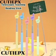 CUTIEPX Finger Reading Sticks, Stainless Steel Telescopic Rod Teaching Pointer, Durable Finger Desig