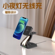 3-in-1 Magnetic Wireless Charger with Night Light for Mobile Phones15W Wireless charging stand compa