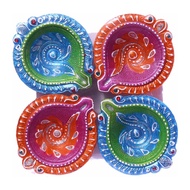 Partyforte Deepavali Painted Diya - Round Shape Spiral Assorted Color [Local Seller! Fast Delivery!]