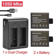PG1050 Mha Battery + Dual Charger For EKEN H9 H9R H3R H8R H8PRO H8 For SJCAM SJ4000 SJ 4000 SJ5000 N
