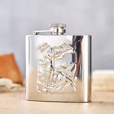 Creative Hunting Pattern,304 Stainless Steel Portable Hip Flask,6oz Square Liquor Flask | Outdoor Hu