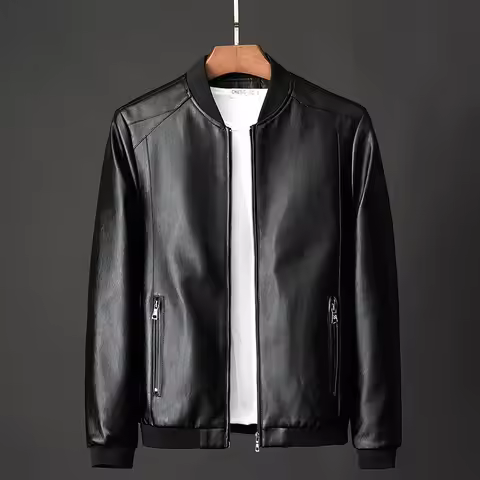 Plus Size 8XL 7XL Winter Leather Jacket Coat Men Bomber Motorcycle PU Jacket Causal Vintage Black Bi