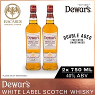 [Bundle of 2] Dewars White Label Blended Scotch Whisky - 750ml / 75cl 40% ABV - Double Aged Oak Cask