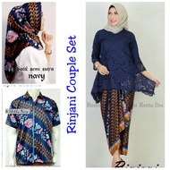 Family Couple Azi Stelan Brukat Rinjani Skirt Hijab for Women and Men Batik Shirt
