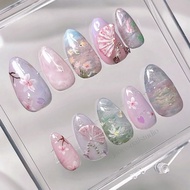 (NAILSBYVHYYTA) PRESS ON NAILS OIL PAINTING SAKURA KOI GARDEN