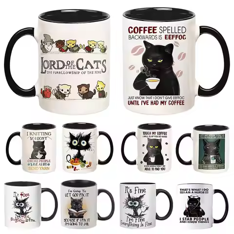 11oz Cat Afternoon Tea Mug Multifunctional Ceramic Coffee Mug Porcelain Coffee Cup Espresso Cup Drin