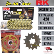 Y15ZR Y15 Y16ZR Y16 FZ150 FZ 150 428 RK JAPAN ERO KLO ORING CHAIN RANTAI GOLD EMAS STT SPROCKET SPOC