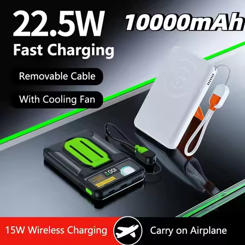 20000mAh Magsafe Power Bank with Cooling Fan Magnetic Wireless 22.5W Fast Charger For iPhone 16 Sams
