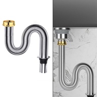 VIBRATITE | 1pcs 80/100cm Stainless Steel Sink Siphon Waste Drain Flexible Pipe Hose Kitchen Sink Wa
