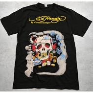 ED HARDY 100% Cotton Trendy Design Black Printing T-Shirt Classic Style Men Women Same Ready Stock