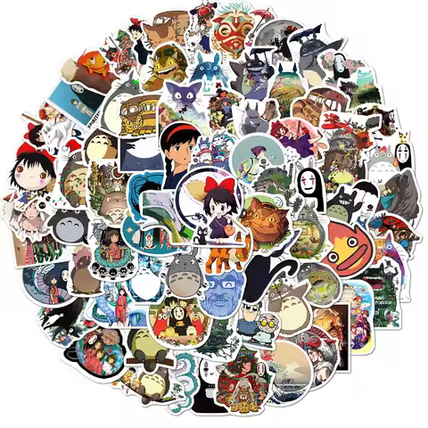 100Pcs Ghibli Hayao Miyazaki Stickers Cartoon Graffiti Decals Helmet Skateboard Laptop Motorcycle St