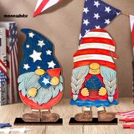 [MOONWHITE]  2 Pcs 4th of July Patriotic Gnome Decorations Red Blue White Wooden American Gnome Sign