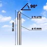ms7 Chamfer endmill 3F 90 derajat lurus V bit Endmill CNC router bits