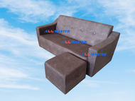 FREE STOOL PROMOTION PVC Black 3 Seater Sofa + 1 Stool Sofa Kulit / Fabric Sofa Kain / Velvet Sofa B