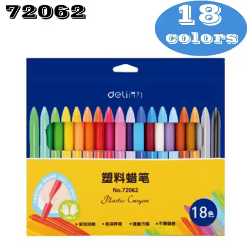 Deli 72061/72062 Plastic Crayon Wax Crayon Color Painting Sticks Color Crayon Color Pencil 12-18 Col