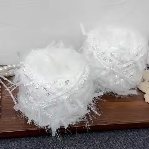 White Moonlight Featured Hand Mixed Thread Gentle White Medium Coarse Thread, Hook Wrap Hair Hoop Ha