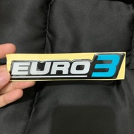 EURO 3 Embossed Logo Cutting Sticker Size 15 x 3.5 CM Flexible Emblem Embossed Sticker