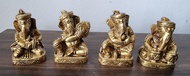 Brass Musical Ganesha Set of 4 Showpieces for Home Decor Antique Yellow (Dimensions : Length: 1.2 in