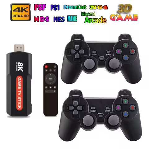 X2 Plus 4K Game Stick 3D 8K HD Retro Video Game Console Wireless Controller TV 10 Emulators For PS1/