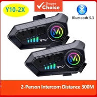Y10-2X Motorcycle Helmet Bluetooth Headset Intercom Noise Reduction IPX6 Waterproof